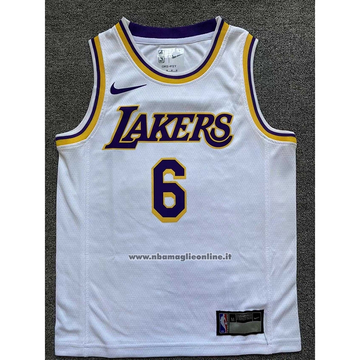 Maglia Bambino Los Angeles Lakers LeBron James #6 Association 2022-23 Bianco